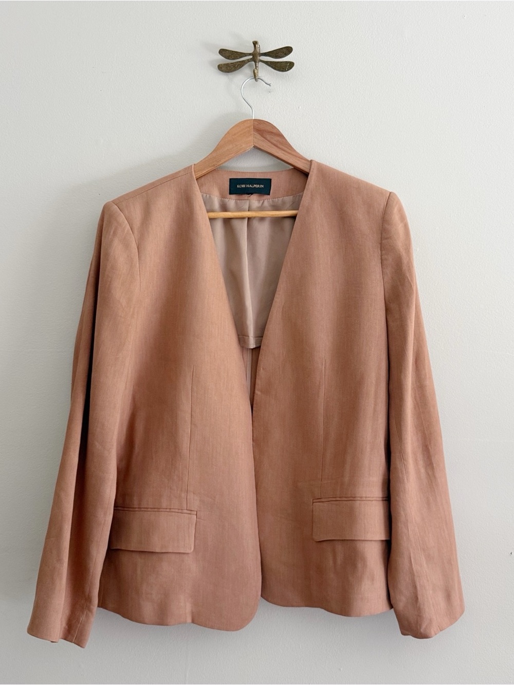 Kobi Halperin Women's Linen Blend Open Blazer Copper Brown